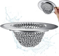 Kitchen Sink Drain Strainer, Flip-Clean Mesh Basket with Anti-Slip Ring