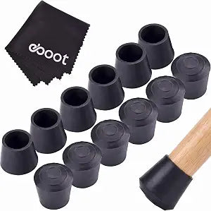 12 Pack 7/8 Inch Round Rubber Chair Leg Tips Caps Black Chair Leg