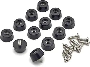 Rubber Feet for Cutting Board with Stainless Screws, 12 Pieces Non Slip Rubber Bumper Feet for Electronics 13/16" W x 3/8" H