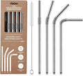 4-Pack Bendable Stainless Steel Straws, 9" Reusable Metal Straws