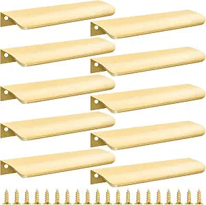 10 Pack 6" Gold Finger Pulls for Cabinets, Edge Drawer Pull Handles