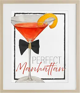 Perfect Manhattan Cocktail Bar, 13 x 16 Inch Framed Print Under Glass