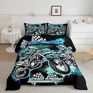 Feelyou Kids Dirt Bike Bedding Set Twin Size for Boys Girls