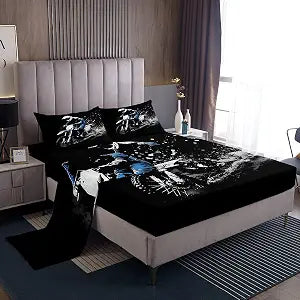 Feelyou Dirt Bike Sheet Set Full Size Racing Themed Bed Sheets Set