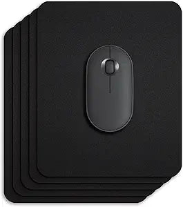 5 Pack Bulk Black Small Mouse Pad, Computer Mousepad for Desk, Compact Size