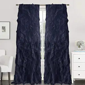 Sweet Home Collection 2 Pack Window Panel Sheer Voile Vertical Ruffled Waterfall Curtains