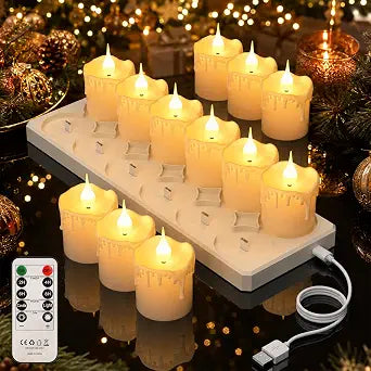 Flameless LED Tea Lights Candles Rechargeable Electric Fake Tealight