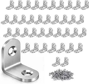 40 Pack Stainless Steel L Brackets for Shelves with 80 Screws.