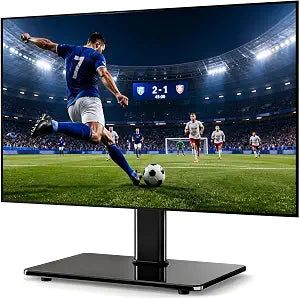 5Rcom Universal Swivel TV Stand for 27-60 inch Curved/Flat Screen TVs, Table Top TV Base Replacement Holds up to 88 lbs, Height Adjustable TV Stand Mount with Tempered Glass Base, MAX VESA 400x400mm