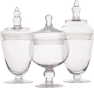 Elements Clear Glass Apothecary Jar Set of 3 with Lids