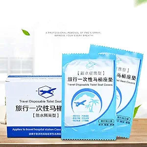 XICHEN - Pocket Size Disposable Plastic Toilet Seat Covers Travel Pack 50PCS 40cmx48cm Individually Wrapped