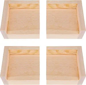 Square Wood Furniture Lifters Solid Wood Bed Riser 3cm Height Lifter Set of 4