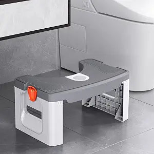 Squatting Toilet Stool for Adults, Foldable Toilet Stool Squat, 6.7 Inch Squatting Potty for Adults with Anti-Slip Feet, Portable Travel Poop Stool Adult, Toilet Step Stool for Bathroom, Grey