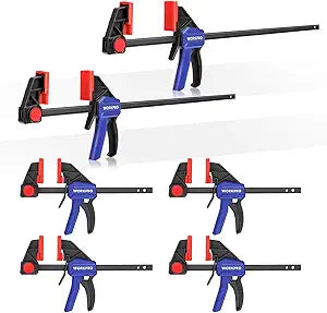 WORKPRO 6-Pack Bar Clamps for Woodworking, 6" (4) & 12" (2) F Clamps, Blue