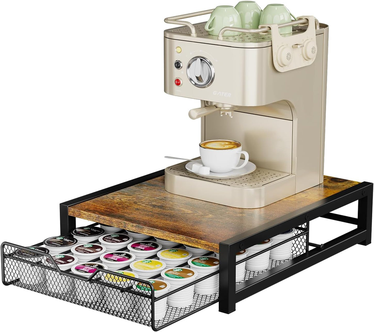 KLM Coffee Pod Holder for Keuring K-Cup,Rustic Brown