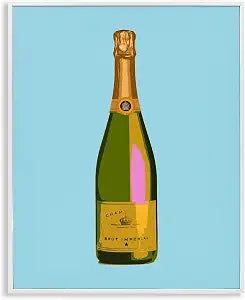 Champagne Bottle on Blue Glam, 11 x 14 Inch Framed Gicle Print