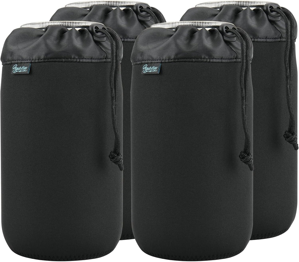 Beautyflier 64oz Mason Jar Wide Mouth Shade Cover Sleeves, Large Half Gallon Mason Jars Sprouting Covers Drinking Glass Insulators Coolers 2 Quart Sprouting Jars Blackout Sleeve, Black, 4PCS