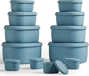 ISSEVE 12Pcs/Set Nesting Silicone Food Storage Containers with Lids