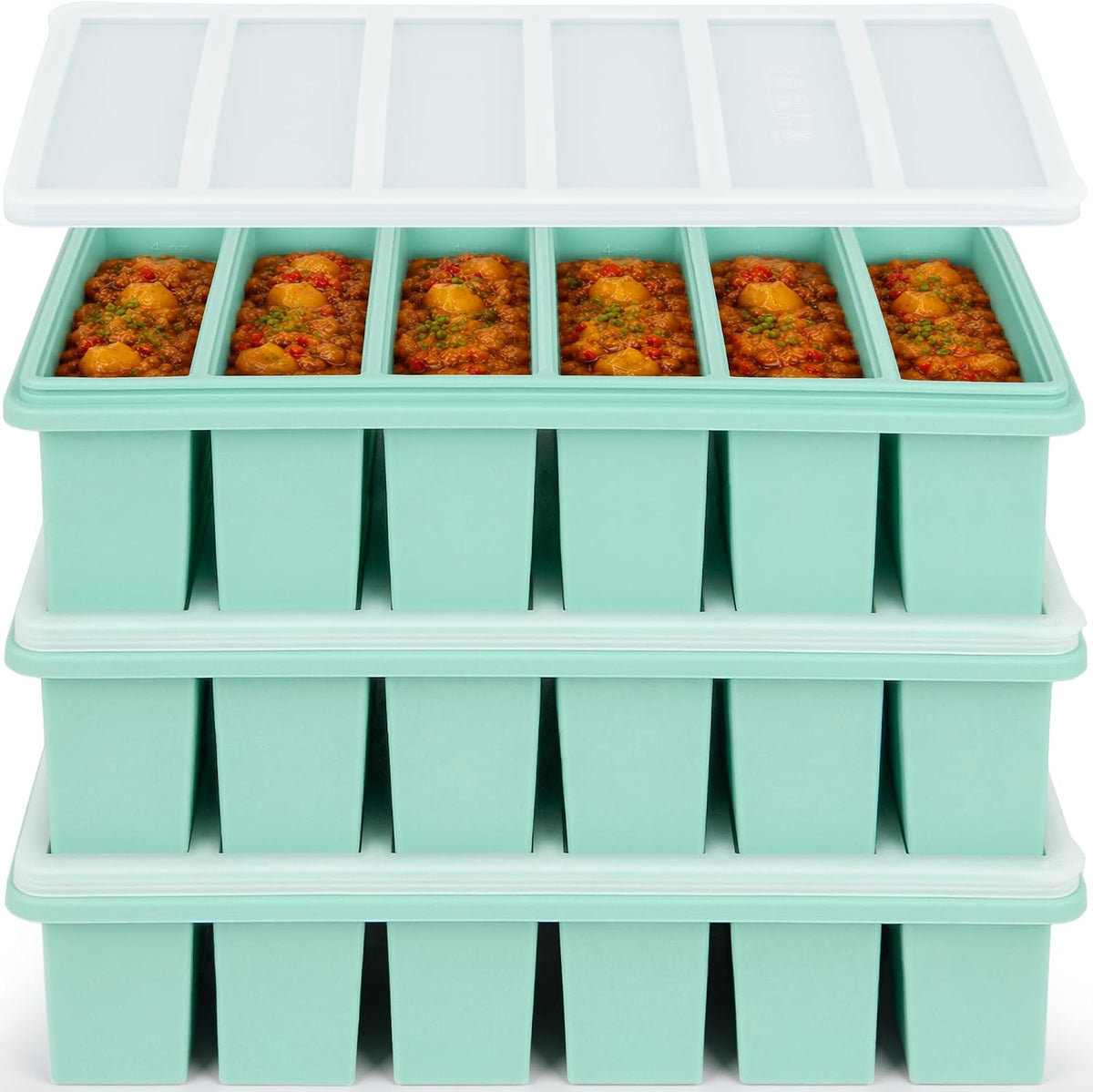 1/2 Cup Silicone Freezer Molds with Lids, 3 Pack Freezer Trays