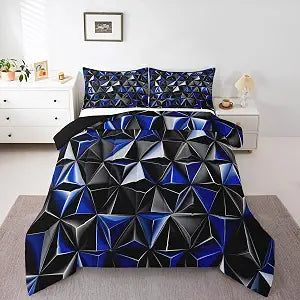 Feelyou Geometric 3D Comforter Set Modern Art Bedding Set Twin Size 2 Pcs