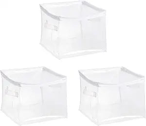 Amazon Basics Clear Zippered Storage Bags for Closet Organization, Stackable Clothing and Linen Storage Containers, 3-Pack