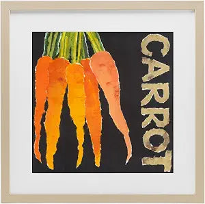 Carrot Root Vegetable Kitchen, 13 x 13 Inch Framed Print Under Glass