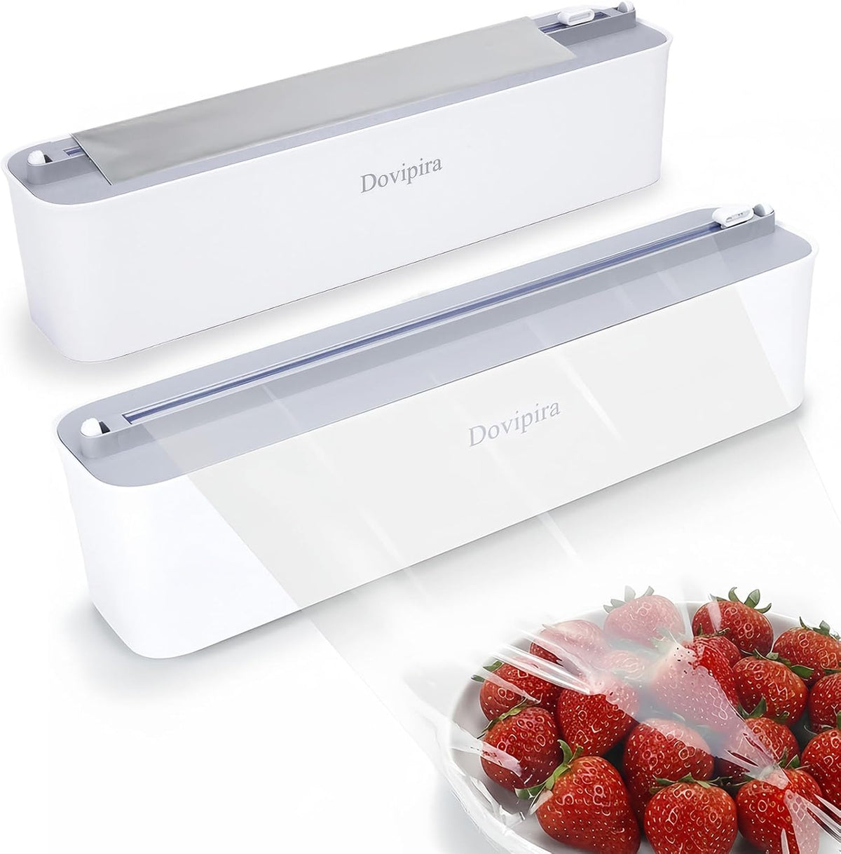 2 Pack Large Magnetic Plastic Wrap and Foil Dispenser with Cutter