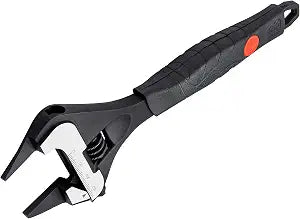 MAXPOWER 8-inch Slim Jaw Adjustable Wrench, Wide Jaw Opening Adjustable Wrench, Dual Scale with Metric and SAE Plumbing Wrenches, Soft Grip Handle
