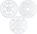GASARÉ Extra Large, Thick, 10" Silicone Trivets for Hot Dishes, Pots, and Pans, Hot Pads for Countertops, Flexible, Dishwasher Safe, 10 x 1/4 Inches, Set of 3, White