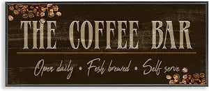 Rustic Coffee Bar Sign Plaid, 10 x 24 Inch Framed Gicle Print