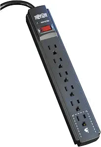 Eaton Tripp Lite TLP606B Black 6 Outlet Surge Protector Power Strip