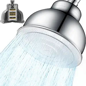 SonTiy High Output Filtered Shower Head, Hard Water Softener | Remove Chlorine and Harmful Substances | 630 Nozzle Wide Spray Fixed Showerhead, 304 Stainless Steel