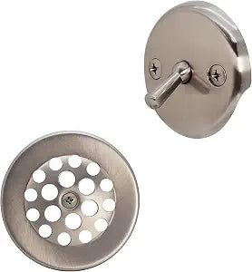 Westbrass R92-07 3-1/8" Trip Lever Bathtub and Shower Drain Kit with 2-Hole Overflow Faceplate, Satin Nickel