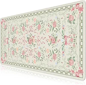 HAOCOO Cute Green Bow Desktop Mat, 35.4" x 15.7" Keyboard Pad for Office