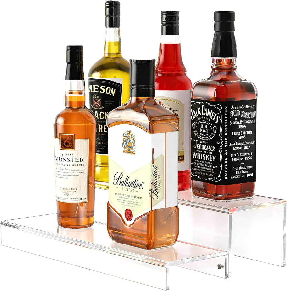 JUESHA 2 Tier Liquor Bottle Display Shelf