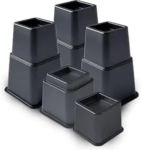 Simple���Opulence Bedding Adjustable Bed Furniture Risers - Elevation in Heights 3, 5 or 8 Inch Heavy Duty Risers for Beds and Under Bed Storage - Supports Up to 1,300 lbs - (Set of 4, Black)
