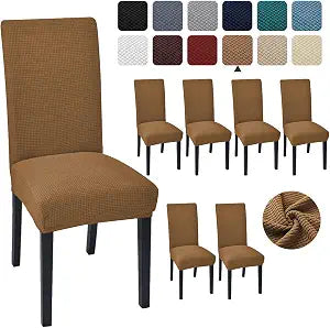 Aertiavty Chair Covers for Dining Room 6 Pack Chair Seat Cover for Dining Room Kitchen, Parsons Chair Covers Dining Chair Slipcover, Camel