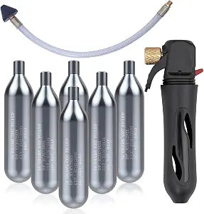Upgraded Drain Device, AC Drain Line Cleaner Device, AC Drains Line Unclogger Tool, with 6 Unthreaded CO2 Cartridges, with a Flexible Hose to Clear All HVAC Clogs,16 Gram Unthreaded CO2,Black
