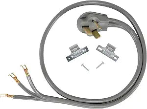 Certified Appliance Accessories 40-Amp Appliance Power Cord, 3 Prong Range Cord, 3 Wires with Open-End Connectors, 5 Feet, Copper Wire