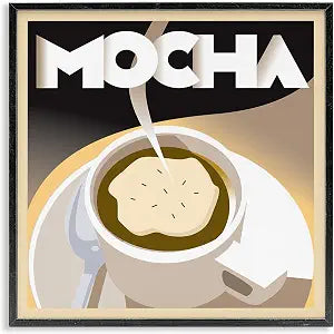 Vintage Mocha Latte Coffee Still Life, 17 x 17 Inch Framed Gicle Print
