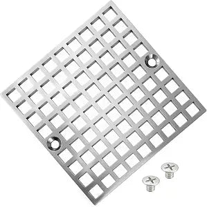 4" Matte Silver Shower Drain Cover, 304 Stainless Steel Square Floor Drain Cover Replacement, Drain Strainer and Hair Catcher for Showers, Bathrooms, and Sinks