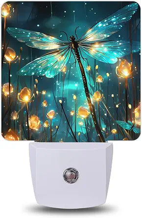 Blue Dragonfly Night Light, Night Lights Plug into Wall with Dusk to Dawn Sensor for Bedroom Bathroom Hallway Kitchen, Decorative Gift for Women Men, Energy Efficient Desk Lamp