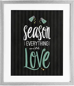 Season with Love Kitchen Typography, 13 x 16 Inch Framed Print Under Glass