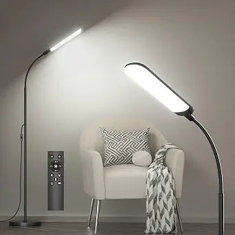 Floor Lamp, 18W Super Bright LED Floor Lamps for Living Room with Remote, Stepless Dimming Color Temperature & Brightness, Modern Adjustable Neck Standing Lamp Ideal for Bedroom, Office, Study