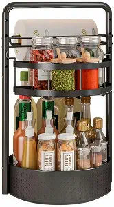 JEESA Rotating Spice Rack with Paper Towel Holder, Black