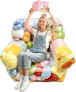 NTYNTY Clear Stuffed Animal Storage Bean Bag Chair Cover for Kids