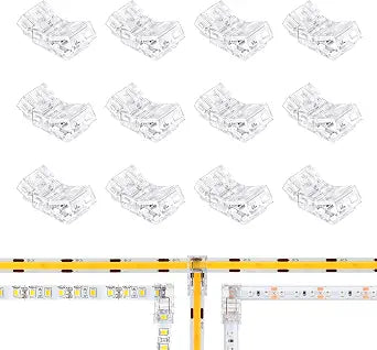 12Pcs 2pin 8mm Led Strip Connectors T/L Shaped