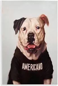 Americano Coffee Dog Portrait, 10 x 15 Inch Mounted Print on Wall Plaque