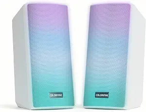 ColorFire White Computer Speakers, RGB PC Speakers, 52mm Full-Range Sound