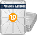 Aluminum Oven Liners for Bottom of Oven (10 Pack), Disposable Foil Oven Liners for Bottom of Oven, Oven Drip Pans, Oven Liners for Bottom of Electric Oven and Gas Oven, Oven Liner, 18.5" x 15.5''